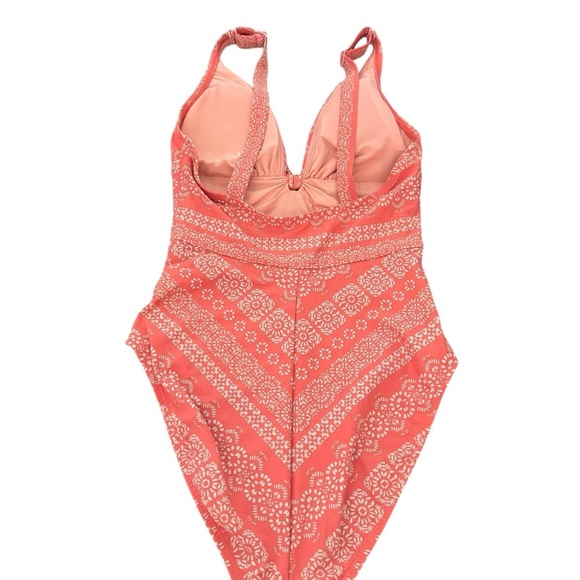 Robin Piccone Isla One Piece Tie Front Swimsuit - Coral Orange Cream Size 6 NWOT - Picture 3 of 11